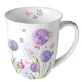 Produktbild: Ambiente Teetasse Kaffeetasse Becher Mug 0,4l Blumen Schmetterlinge Wiese in Pastell Farben Tasse Fine Bone China Porzellan Serie Flower beauty