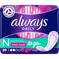 Produktbild: always Slipeinlagen Daily Normal To Go, normal, mit Frischeduft, 20 Stück