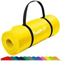 Produktbild: MOVIT Yogamatte XXL Pilates Gymnastikmatte, Yogamatte, Training (Schadstoffgeprüft, mit Verschlussband), 190x100x1,5cm oder 190x60x1,5cm oder 183x60x1,0cm, Größen-, Farbwahl gelb 100 cm x 190 cm x 1.5 cm