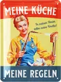 Produktbild: LANOLU Retro Blechschild Küche - Vintage Schild mit Spruch - MEINE KÜCHE MEINE REGELN - lustige Wanddeko Küche - Poster als Metallschild mit Stanzung 15x20 cm