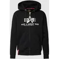 Produktbild: Alpha Industries Sweatjacke mit Label-Print Modell 'BASIC' in Black, Größe XL