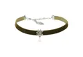 Produktbild: Alpenflüstern Choker Trachten-Samt-Kropfband Strass-Edelweiß Perle (grün), - nostalgische Trachtenkette enganliegend, Kropfkette elastisch, Damen