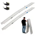 Produktbild: TRUTZHOLM 2 x Alu Auffahrrampe klappbar 307 cm extra lang 900 kg geriffelt Motorradrampen bewegliche Auflage anpassungsfähig Flacher Auffahrwinkel Tragegriff grau