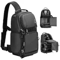 Produktbild: TARION Kameratasche Sling Kamera Schultertasche Umhängetasche Wasserdicht Fotorucksack Spiegelreflex mit Regenschutz, Kamera Tasche Kompatibel mit DSLR SLR Kamera Objektiv Stativ (TR-S, Schwarz)