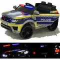 Produktbild: Deutsche POLIZEI Kinderauto Polizeiauto mit Funkgerät Sirene und Martinshorn Bluetooth Kinderfahrzeug Kinder Elektroauto Gefedert Hilfsrollen