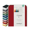 Produktbild: Schlafgut Casual Spannbettlaken 120x200cm bis 130x200cm - 100% Biobaumwolle, Oeko-TEX Zertifiziert, Red Deep, Matratzenhöhe bis 25cm