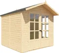 Produktbild: WOODTEX Naturbelassen 202 x 208 cm Gartenhaus Charlotte, 19 mm Fichtenholz Elementbauweise, Satteldach Mit Doppeltuer Und Fenster, Naturbelassenes Holz Gartenhaus Ohne Anbau