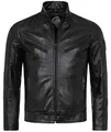 Produktbild: Rock Creek Herren Lederjacke Biker Jacke Echtleder Motorradjacke Leder Jacken Herrenjacke Braun Winterjacke Übergangsjacke H-256 Schwarz 2XL