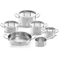 Produktbild: Fissler Topf-Set Original-Profi Collection, Edelstahl 18/10 (Set, 6-tlg., Kochtopf 16/20/24cm, Bratentopf 20cm, Kasserolle 16cm, Pfanne 28cm), induktionsgeeignet, Metalldeckelausführung, Made in Germany silberfarben