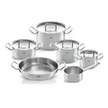 Produktbild: Fissler original-profi collection/Edelstahl-Topfset + Gratis Servierpfanne, 5-teilig, Töpfe mit Metall-Deckel (3 Kochtöpfe, 1 Bratentopf, 1 Stielkasserolle) Induktion 084-388-06-001/0
