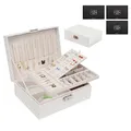 Produktbild: TAVADA Schmuckkästchen,2-schichtige Schmuckaufbewahrung,Schmuckschatulle Schmuckbox,Schmuckkästchen Mädchen,Jewelry Box für Ringe,Ohrringe,Halskette-Weiß