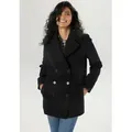 Produktbild: Cabanjacke ANISTON SELECTED, Damen, Gr. 38, schwarz, Web, Obermaterial: 100% Polyester. Futter: 100% Polyester, unifarben, lässig geschnitten Po-bedeckend, Jacken, mit breitem Reverskragen, Topseller