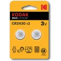 Produktbild: Kodak CR2430 Knopfzelle Batterie 2 Stück Max Lithium 3V Batterien Markenqualität
