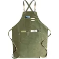 Produktbild: RAPRON Canvas Schürze Herren Damen - Denim Kochschürze mit Taschen - Grillschürze für Männer und Frauen - Lange Schürzen für Kochen arbeits Backen- Geschenk für Küchenchefs, Oma, Opa (Grün)