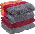 Produktbild: Erwin Müller Handtuch-Set 4er-Pack Walk-Frottier Bordeaux/orange/grau Größe 50x100 cm