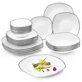 Produktbild: Sänger Tafelservice, Weiß, Stein, 24-teilig, Quadratisch, 25x5x25 cm, kratzfest, Essen & Trinken, Geschirr, Geschirr-Sets, Tafelservice