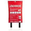 Produktbild: BigDean Löschdecke Löschdecke Küche für Fettbrand sofort einsetzbare XL, 100x100 cm, (Packung, 1-St., 1 stk), Löschdecke DIN EN 1869:2001 1m2 mit Griffen rot