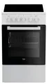 Produktbild: Beko FSS57000GW, Freistehender Herd, Schwarz, Weiß, Drehregler, Weiß, Vorderseite, Elektronisch