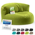 Produktbild: Green Bean Sitzsack Sofa mit Füllmaterial - Lounge im Sitzsack-Design 90x50cm mit ergonomischer Rückenlehne & waschbarem Bezug - Indoor und Outdoor geeignet in Grün