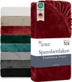 Produktbild: Blumtal Spannbettlaken Cashmere Touch 100 x 200 cm Plüsch - Spannbettlaken 100x200cm warm - Winter Spannbettlaken 100x200cm aus Mikrofaser Rot