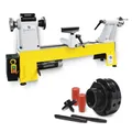 Produktbild: BAMATO Drechselmaschine WL-460V_SET1 | inkl. mit 4-Backenfutter | 550W Leistung | M33 Geweindeaufnahme | MK2 Konus | 153mm Spitzenhöhe | Drechselbank für Holz Werkstatt