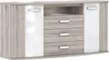 Produktbild: Sideboard Rondino Sandeiche weiß Hochglanz mit LED-Beleuchtung
