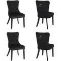 Produktbild: Puluomis Esszimmerstühle 4er set Samt Stuhl Küchenstuhl Polsterstuhl Esszimmer Sessel mit Holzbeine und Nagelkopf , Elegant und Edel, Schwarz - Schwarz