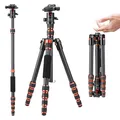 Produktbild: K&F CONCEPT 152cm Carbon Stativ, Leichtes Tripod, Flexibles Kamera Stativ mit 360° Kugelkopf, 1/4'' Gewinde, Tragtasche für DSLR Camera A225C0+BH-25L