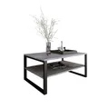 Produktbild: Design Möbel Beistelltisch Couchtisch Rechteckig Wohnzimmertisch Kaffeetisch Modern Sofatisch Tischplatte Tisch mit unterer Ablage Beine aus Metall Industrieller Stil Basic (Beton)