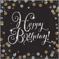 Produktbild: 16 Servietten Sparkling Celebrations gold - Geburtstag mit Glitzer silber 33x33c