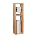 Produktbild: Relaxdays Toilettenpapierhalter, Walnuss Holz, zur Wandmontage oder stehend, Ersatzrollenhalter HxBxT 70x20x13 cm, natur