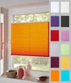 Produktbild: DécoProfi Plissee ohne Bohren Orange 50cm x 220cm (max. Gesamthöhe Fensterflügel) I Verspannte Plissees nach Maß mit Klemmträger/Klemmfix I Blickdichte Innenrahmen-Plissees zum Klemmen