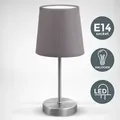 Produktbild: Nachttischlampe - Mit Schalter, Stoff, Max. 25w, E14 Fassung, Grau