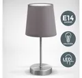 Produktbild: B.K.Licht Tischleuchte LED Tischlampe Grau Stoffschirm E14 Leselampe - BKL1197, ohne Leuchtmittel, Nachttischleuchte 25W Wohnzimmer Schlafzimmer