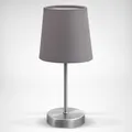 Produktbild: B.K.LICHT Tischleuchte, grau (grau, nickelfarben), 1, Ø 10cm H: 30,8cm, Leuchten, Tischlampe, Stoff, Nachttisch-Leuchte, Wohnzimmerlampe, E14, grau, Tischleuchte