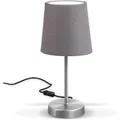 Produktbild: Tischleuchte 30cm modern Schalter Stoff Nachttisch Wohnzimme E14 grau