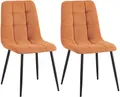 Produktbild: CLP 2er Set Esszimmerstuhl Tilde, Küchenstühle gepolstert mit gestepptem Bezug, Polsterstühle mit Metallgestell, bis 150 kg belastbar, Farbe:orange, Material:Cord