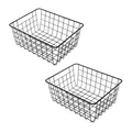 Produktbild: Regal Gitter Korb 28 cm schwarz - 2er Set - Metall Körbchen Küche Bad Organizer