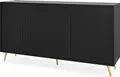 Produktbild: Selsey - Bello Kommode mit Lamellen-Fronten 154 cm schwarz mit goldenen Beinen