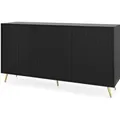Produktbild: Selsey Sideboard Bello mit Lamellenfronten 154 cm Schwarz mit Goldenen Beinen