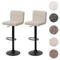 Produktbild: 2er-Set Barhocker HWC-G87, Tresenhocker Barstuhl, höhenverstellbar drehbar, Stoff Boucle (450g/m2) FSC® ~ creme-beige
