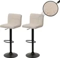 Produktbild: 2er-Set Barhocker HWC-G87, Tresenhocker Barstuhl, höhenverstellbar drehbar, Stoff Boucle (450g/m²) creme-beige