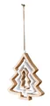 Produktbild: Levandeo® Windspiel, Tanne Deko Mobile H19cm Windspiel MDF Holz Natur Weiß Weihnachtsbaum