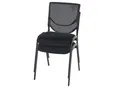 Produktbild: 2er-Set Besucherstuhl H401, Konferenzstuhl stapelbar, Stoff/Textil ~ Sitz schwarz, Füße schwarz