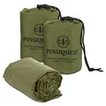Produktbild: PINUQUEST Notfall Biwaksack 2er-Set grün/orange (213 × 91 cm) - Notbiwak ist Ultraleicht, wasserdicht sowie Wind-, hitze- und kälteabweisend - Notfallschlafsack ideal für Outdoor, Survival (Grün)