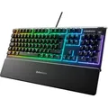 Produktbild: SteelSeries Apex 3 Gaming Tastatur, kabelgebunden, 10-Zonen RGB-Beleuchtung, IP32 wassergeschützt, Premium magnetische Handballe