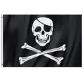 Produktbild: TRIXES Große Piratenflagge Jolly Rodger im Totenkopfdesign mit Ringösen zum Aufhängen 90x150cm für Partys Demos, Feste und vieles mehr