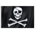Produktbild: Große Piratenflagge Jolly Rodger im Totenkopfdesign mit Ringösen zum Aufhänge...