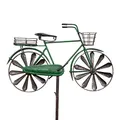 Produktbild: CIM Metall Gartenstecker mit Windrad - Bicycle City Bike - Motivmaße: 36 x 25cm - Höhe: 130cm - wetterfest - mit Antik-Effekt – attraktive Gartendekoration