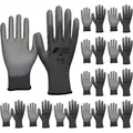 Produktbild: Nitras Gartenhandschuhe Nylon Strickhandschuh grau PU-Beschichtung (Packung, 12-St., VPE= 12 Paar, Gr 6-11) Atmungsaktiv/rutschfest grau 9